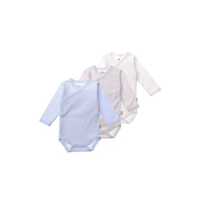 Body LILIPUT, Mädchen, Gr. 50/56, EURO-Größen, grau (weiß, grau), 100% Baumwolle, gestreift, unifarben, kurz, Bodys Body, im praktischen 3er-Pack