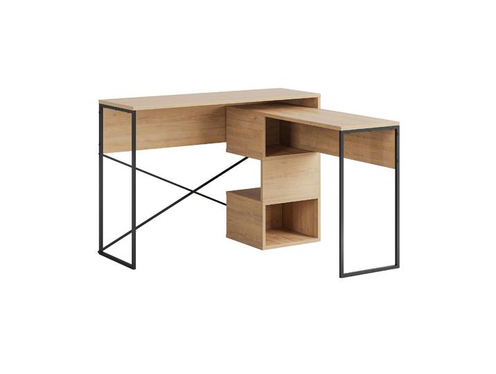 Bureau modulable en bois Badau - 110 x 102 x 77 cm - Beige