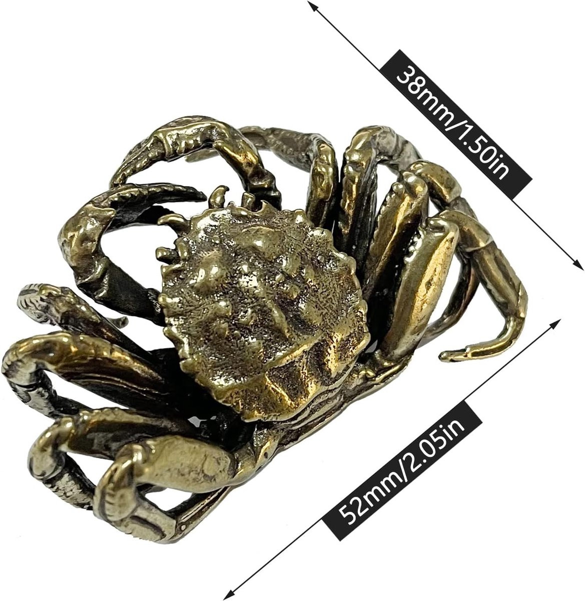 Messing Krab Beeldje - Miniatuur Figuur voor Feng Shui Decoratie - Antiek Brons Kleur