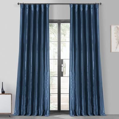 Exclusive Fabrics Exclusive Fabric Faux Silk Taffeta Solid Blackout Curtain (1 Panel)