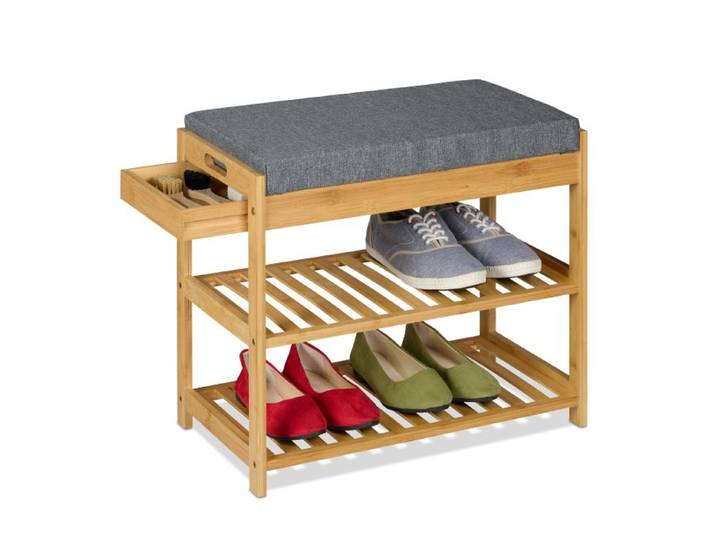 Relaxdays Schuhbank mit Polster und Schublade