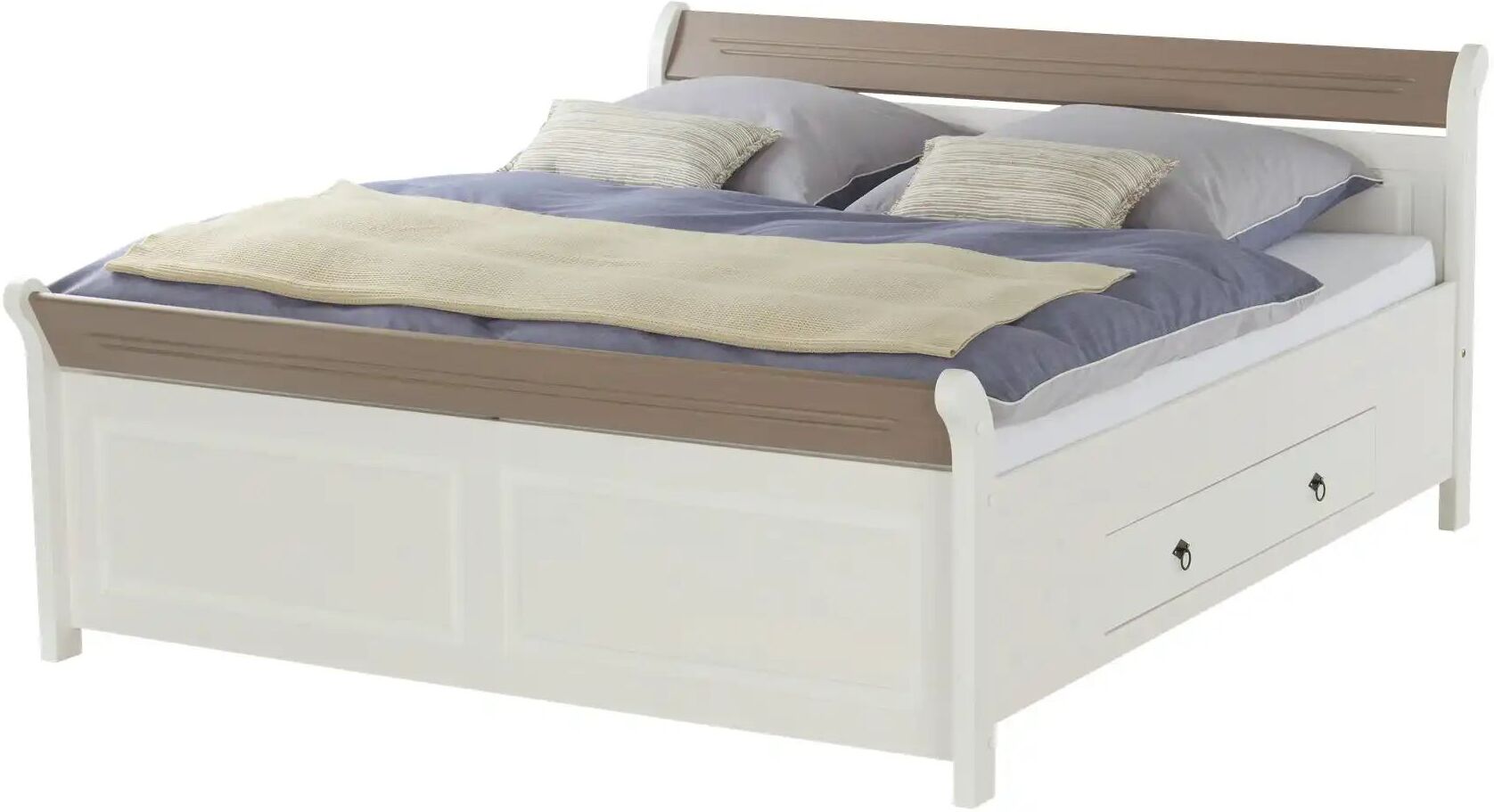 Höffner Bettgestell Massivholz  Fehmarn ¦ weiß ¦ Maße (cm): B: 186 H: 90