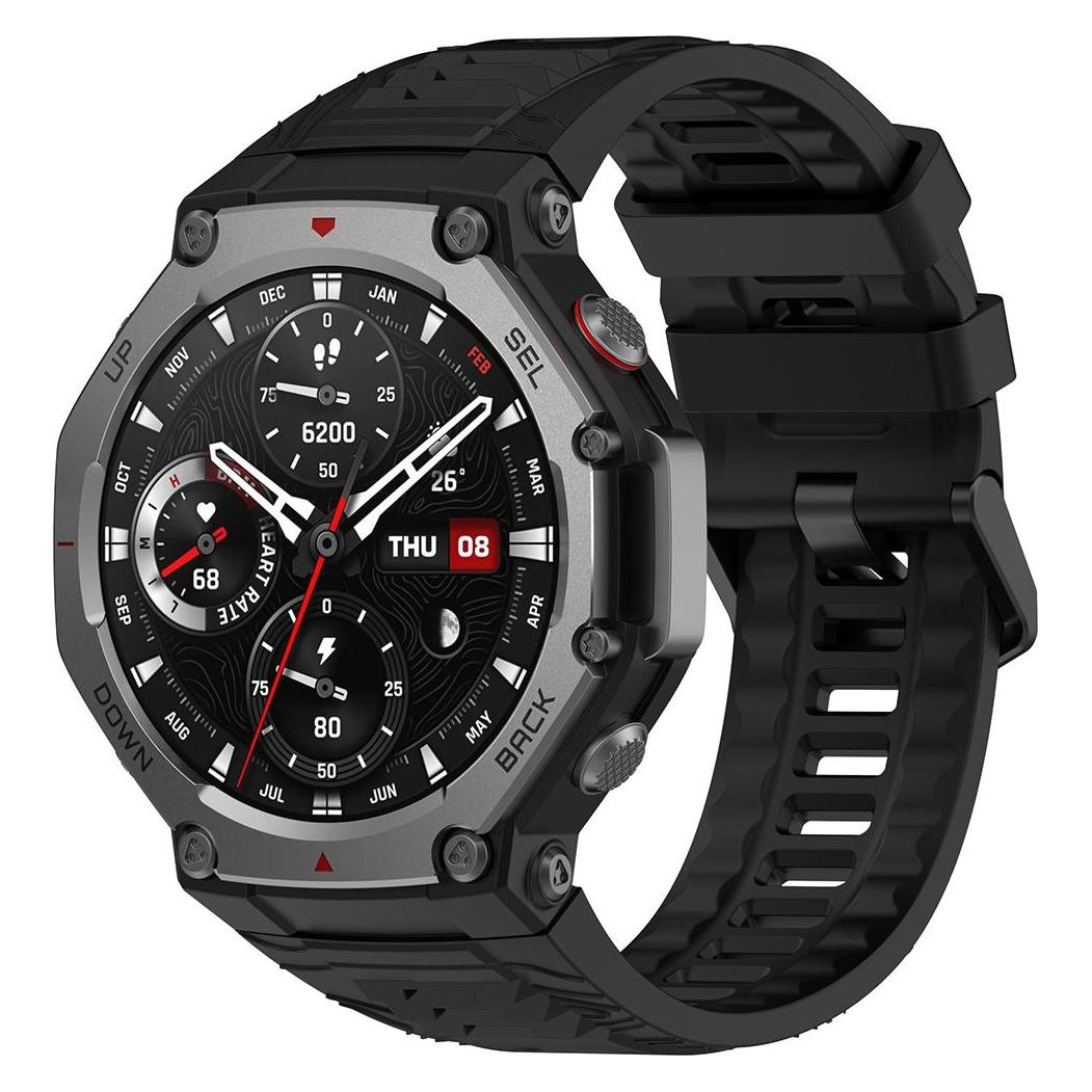 Techsuit - Watchband (W067) - Amazfit T-Rex 3 - Black (Silicone, TPU) (62883252)