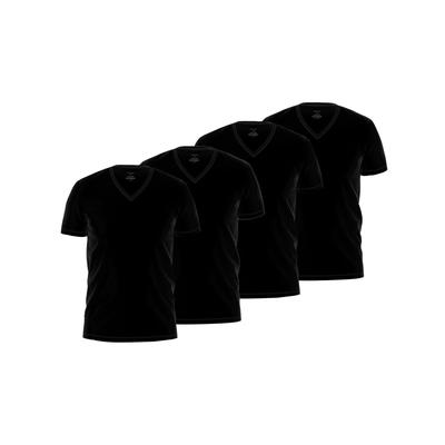 Unterhemd SEIDENSTICKER "4er Pack Herren T-Shirt 1/2 Arm", Herren, Gr. 5, N-Gr, schwarz, Single-Jersey, Obermaterial: 95% Baumwolle CO. 5% Elasthan EL., V-Ausschnitt, Unterhemden Unterhemd