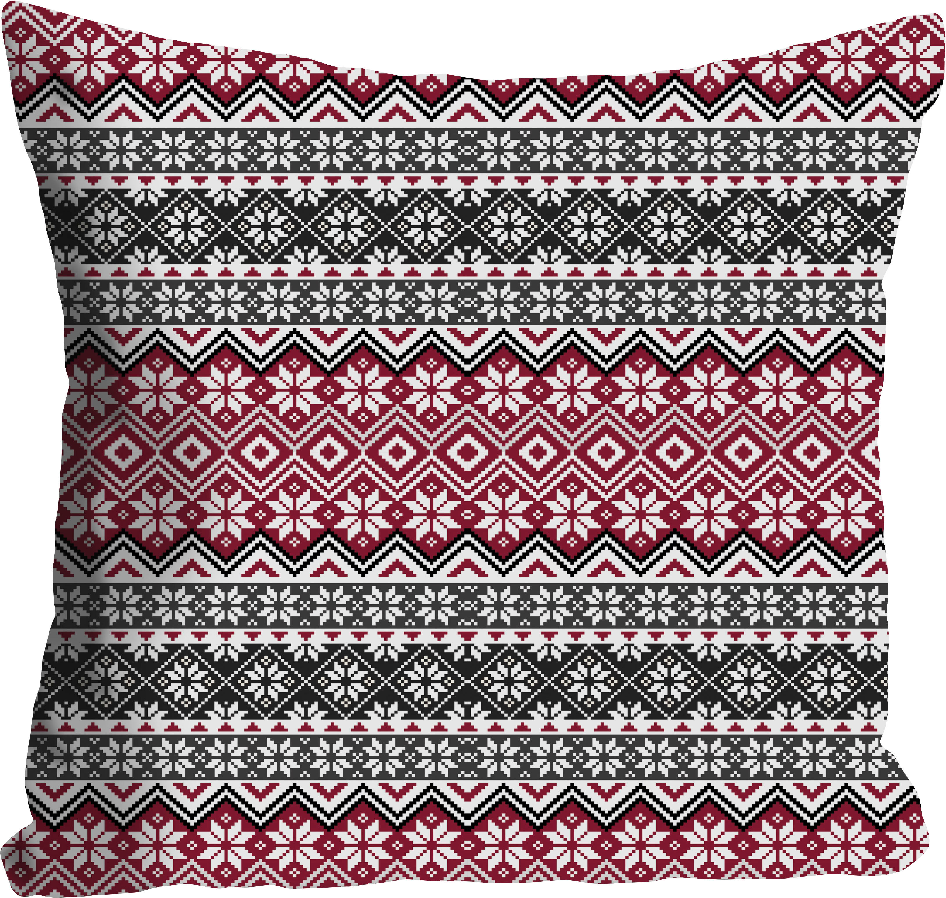 Dekokissen QUEENCE "Noah", rot (rot, grau, bedruckt), B:40cm L:40cm, Polyester, Dekokissen_Sitzkissen_Kissenhüllen, Dekokissen, Kissenhülle ohne Füllung, 1 Stück rot, grau, bedruckt B/L: 40cm x 40cm, 1 Stk.