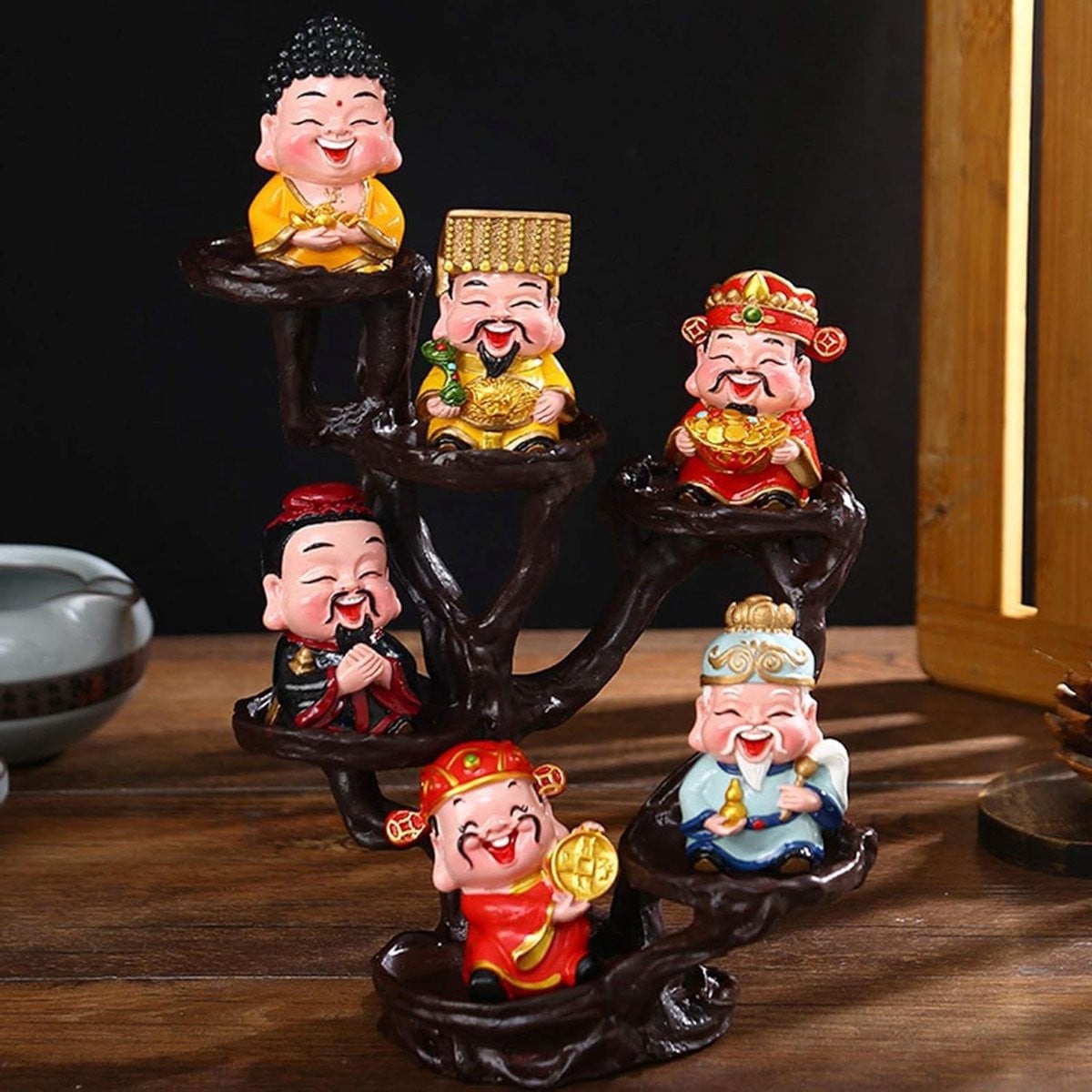 Goudkleurig Boeddhabeeld Decoratie - Feng Shui Ornament van Hars voor op Tafel