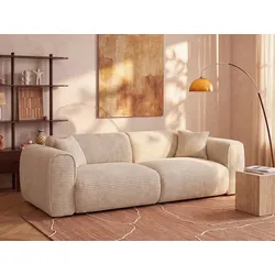 Sofa 4-Sitzer mit Matratze Schlafplatz 160 cm - Cord - Beige - POGNIA