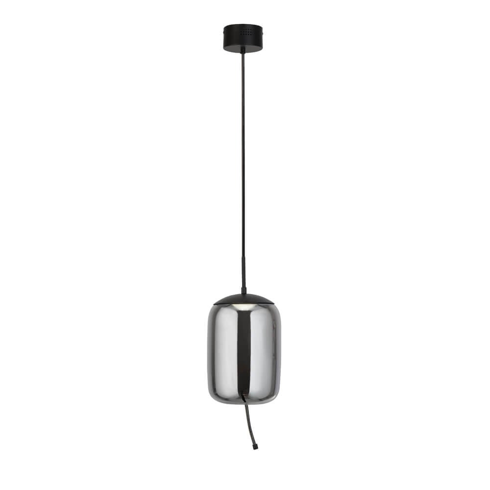 Searchlight Hanglamp Lisbon met zwart cilinderglas en smoke glas