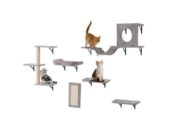 VEVOR Étagères Murales pour Chat\, Lot de 6\, Ensemble de Meubles Muraux\, Plateformes à Sauter\, Hamac\, Canapé\, Perchoir\, Arbre à Chat\, 18\,14 kg\, Étagère Flottante d'escalade pour Dormir\, Jouer\, Grimper