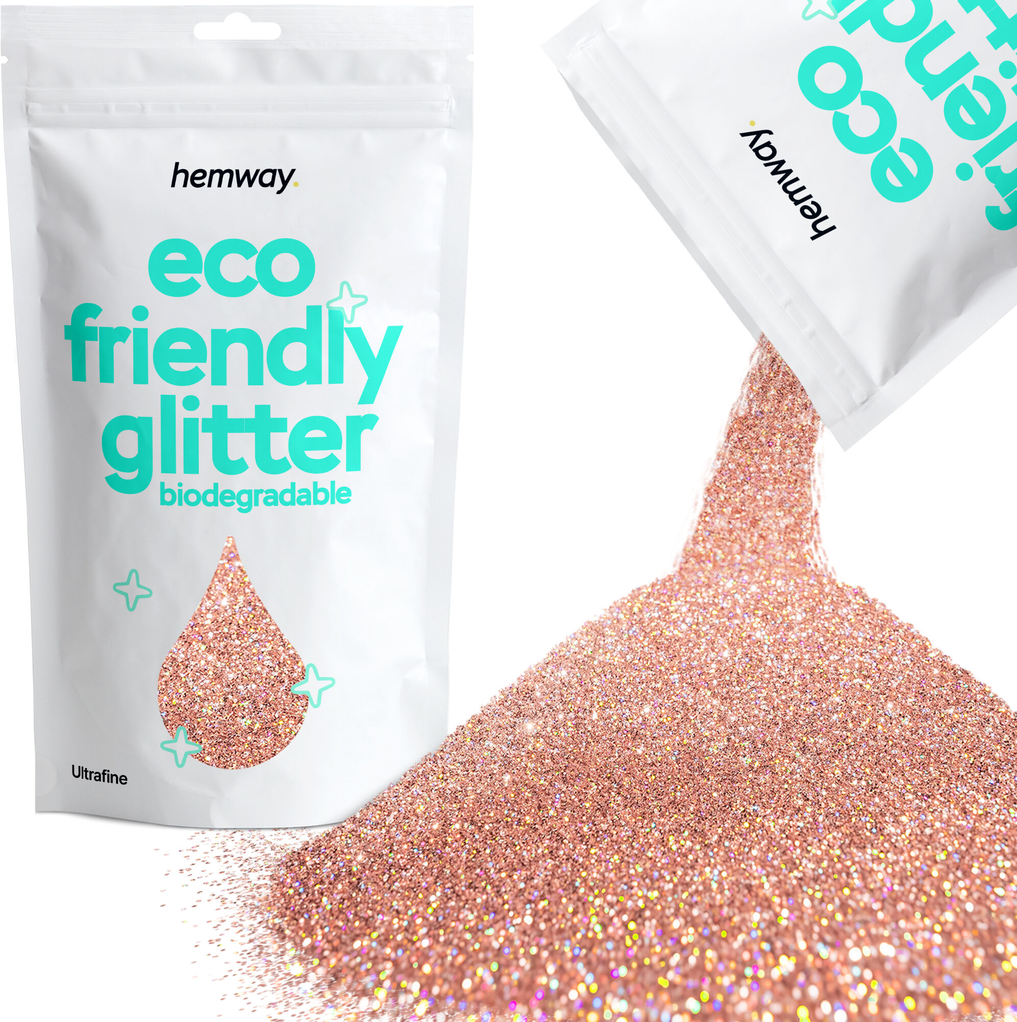 Hemway Biodegradable Eco Friendly Glitter 100g / 3.5oz   Rose Gold Holographic   DIY, Decoration, Arts & Crafts - Rose Gold Holographic - Ultrafine