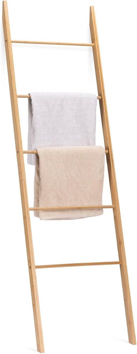 Multifunctionele bamboe ladder voor handdoeken en kleding met 5 treden - Staand model