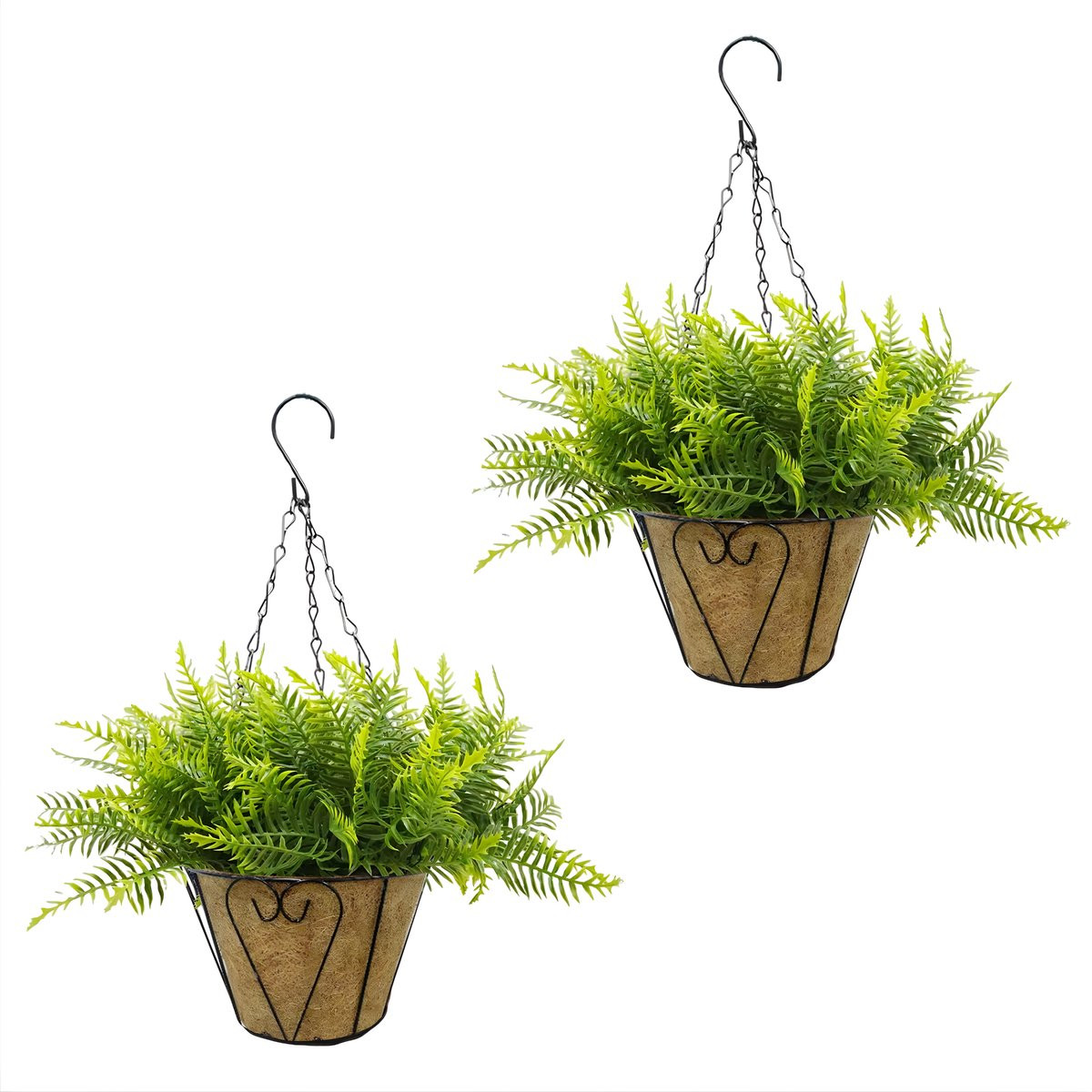 Happiq Kunstmatige Hangende Varen - Groene Faux Plant met Mand - 2 stuks