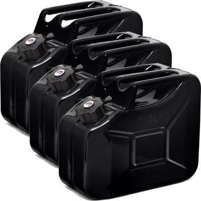 Oxid7® by BW Kraftstoffkanister Metall Benzinkanister 3x 10 Liter mit Schraubverschluss, Schwarz, RAL 9005, TÜV-geprüft & UN-Zulassung, Made in Europe