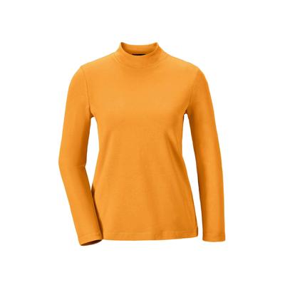 Longpullover GOLDNER "Kurzgröße Stehkragenshirt mit Langarm", Damen, Gr. 22, orange (safran), Obermaterial: 92% Baumwolle CO. 8% Elasthan EL., Sonstiges, Pullover Longpullover, Ohne