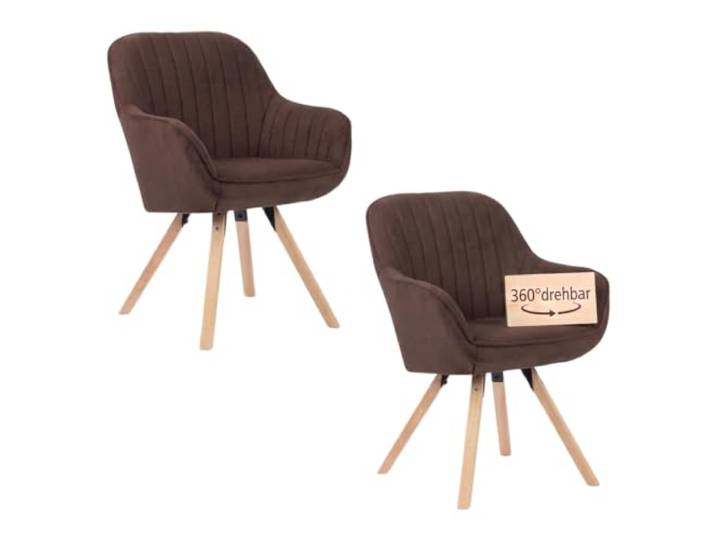MR. DEKO Esszimmerstühle 2er Set Matera drehbare Küchenstühle braun FSC® Mix FSC® Zertifizierungs-Nr. SGSCH-COC-003328