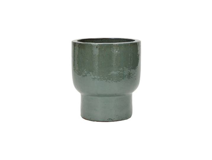 Cache-pot en céramique vert, autoportant, trous de drainage, rési