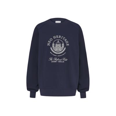 Sweater LEGER "LeGer Bettina Sweater", Damen, Gr. 34, midnight blau, 65% Baumwolle, 35% Polyester, bedruckt, Rundhals, Sweatshirts Sweater