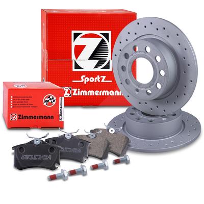 Zimmermann SPORT-Scheiben + Beläge Hinten Voll [Hersteller-Nr. 10697598] für VW, Skoda, Seat, Audi