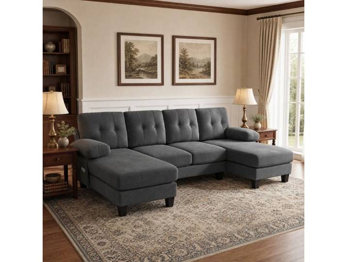Canapé modulable - ZEVKOR - Canapé modulable en U - 4 places - double chaise longue réversible - accoudoirs amovibles