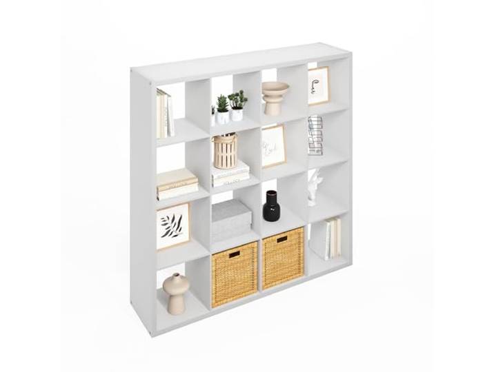 Furinno Simple Würfel-Aufbewahrungsorganizer, 16-Würfel Display-Regal, offenes Rückseitenregal, Aufbewahrungsregale, extra Dickes Gestell, Weiß