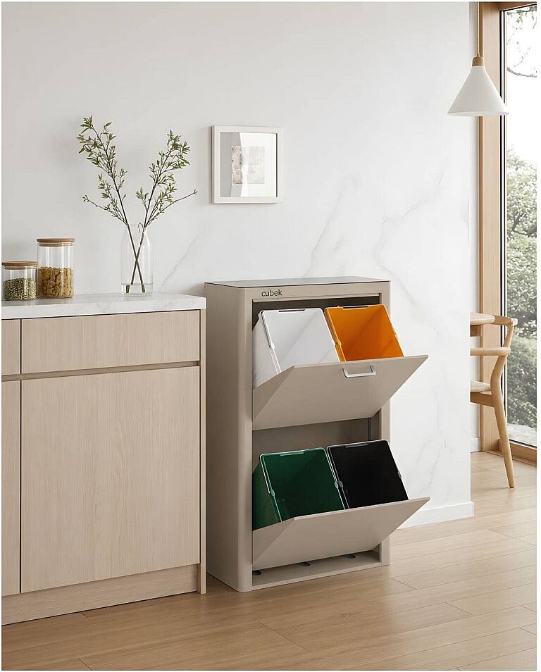 Hierro Cubo de basura para la cocina - Cubo de reciclaje - 4 compartimentos de 20L - CUBEK