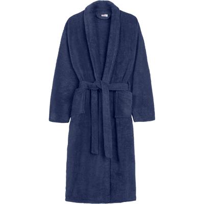 Unisex-Bademantel HIP "Hip Bathrobe uni - Blue" Gr. M, blau, L:115cm, Walkfrottee, Hausmäntel, Schalkragen, Gürtel, Taschen, Baumwolle, Frottee, Weich