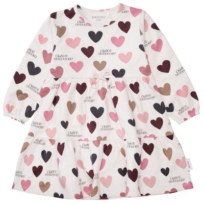 Sweatkleid STACCATO, Mädchen, Gr. 104/110, bunt (natur), Obermaterial: 55% Baumwolle, 40% Polyester, 5% Elasthan., bedruckt, Kleider Sweatkleid, Herzchen Print