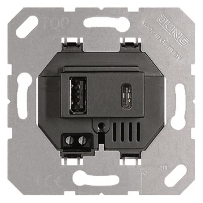 JUNG USB-Ladegerät USB15CASW schwarz (15 W, 2 Ports) (USB15CASW)