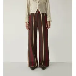 LAAGAM für Damen. M4041 Leroy-Hose aus gestreiftem Twill in Braun (34), Lässig, Baumwolle, Klassisch