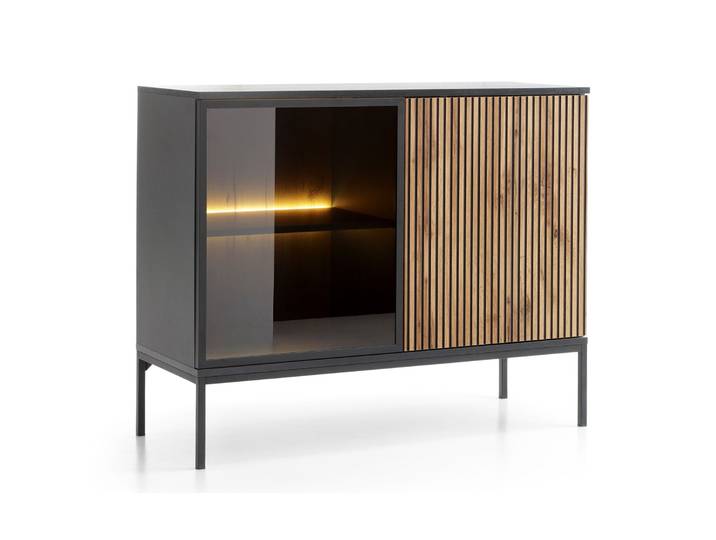 Kommode Tosena mit zwei Türen und LED-Beleuchtung, 104 cm,