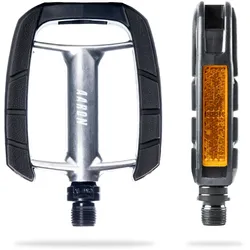 AARON City Fahrradpedale - Schwarz - Rutschfest mit Industrie-Kugellager und Reflektoren