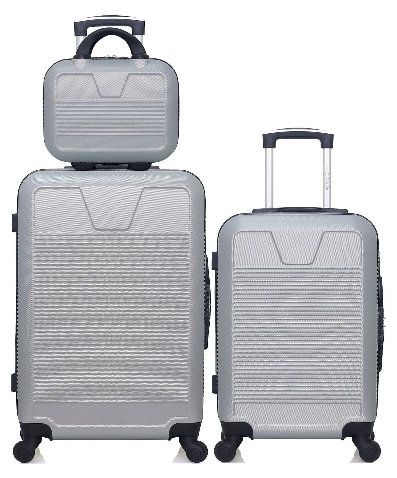 WAVE PARIS - 3er-Set - Wochenendkoffer, Handgepäckkoffer und Kosmetikkoffer SELENGA