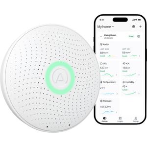 Airthings Radon-Messgerät 2910, Wave Plus, Thermo-Hygrometer, App, Luftdruck, CO2, VOCs, App-fähig