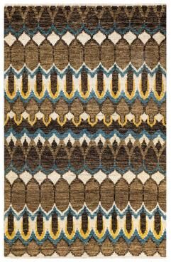 Overton Hand Knotted Wool Contemporary Ikat Green Area Rug - 6' x 9'