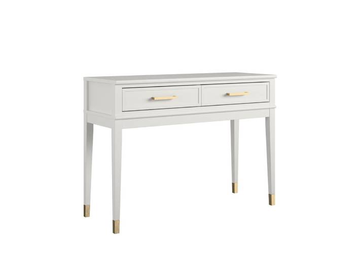 Table console avec 2 tiroirs en mélaminé blanc