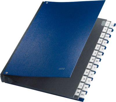 LEITZ® Pultordner, für DIN A4, alphabetisch, 26 Fächer, Graupappe, blau