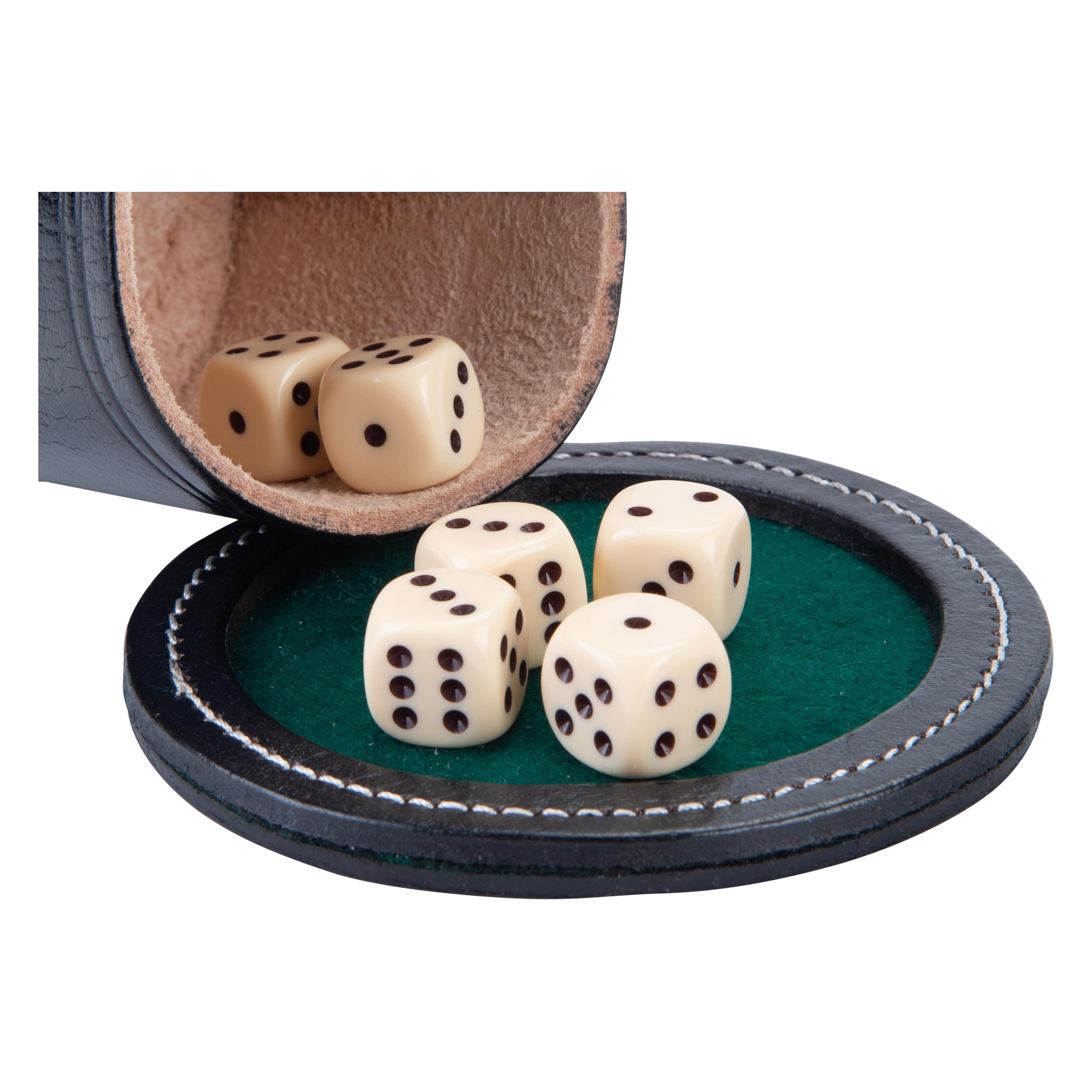 Longfield Pokerbecher mit Deckel, schwarzes Leder Ø 9 cm in verpakking (300606)