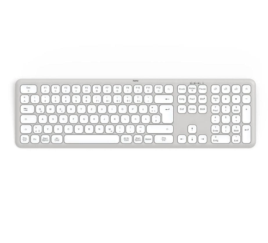 Hama 173064 WK-550 Heimbüro Tastatur RF Wireless + Bluetooth 2.4 GHz (Grau, Weiß) 00173064