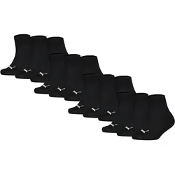 PUMA Kinder Quarter Socken, 12er Pack - Plain Quarter 12P, Logos, einfarbig Schwarz / 39-42