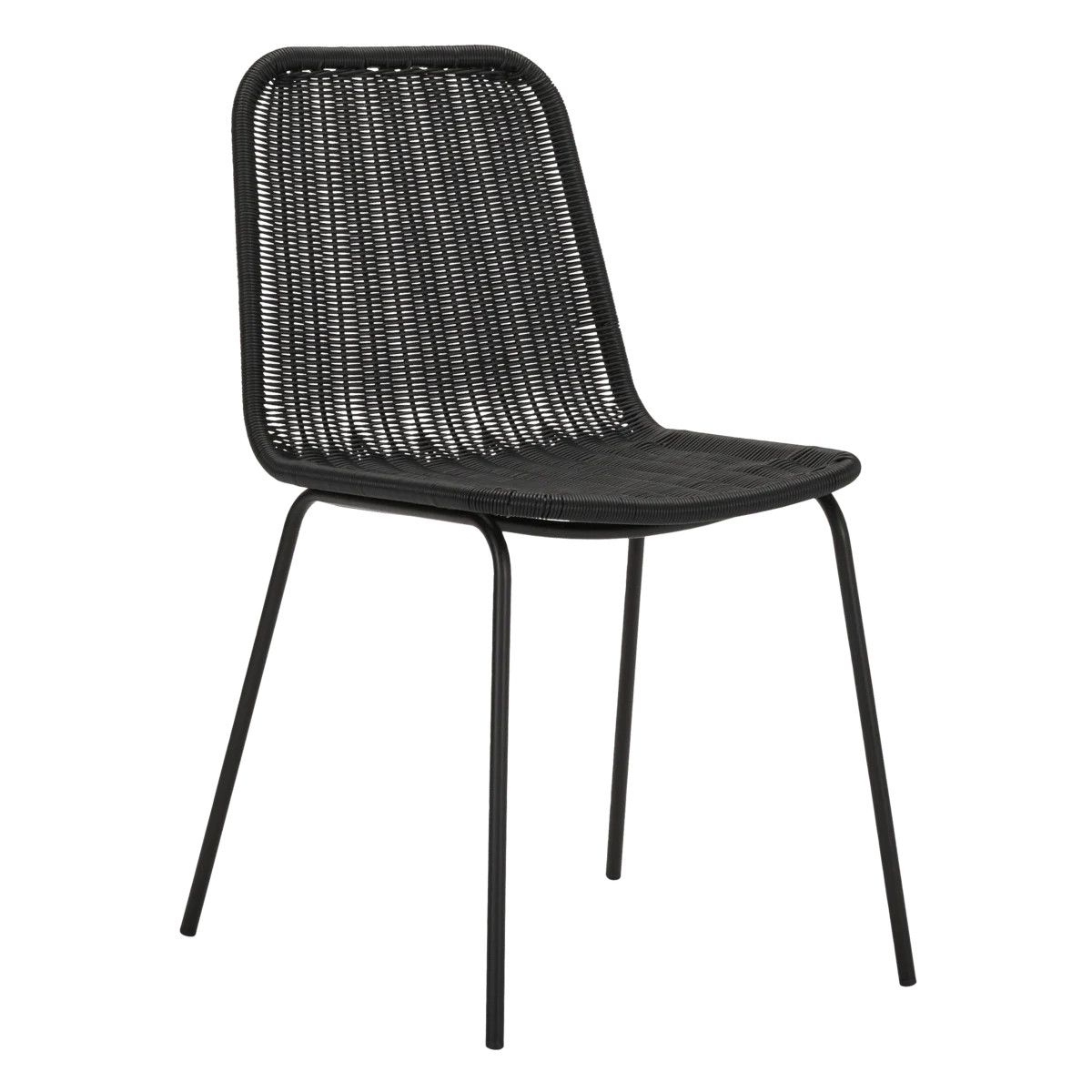 Set van 2 House Doctor Hapur stoelen zwart van rattan en metaal