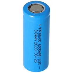 EIZfan IFR 18500 1200mAh 3,2V LiFePo4 Akku Flat Top ohne Kopf ungeschützt 49x18,15mm