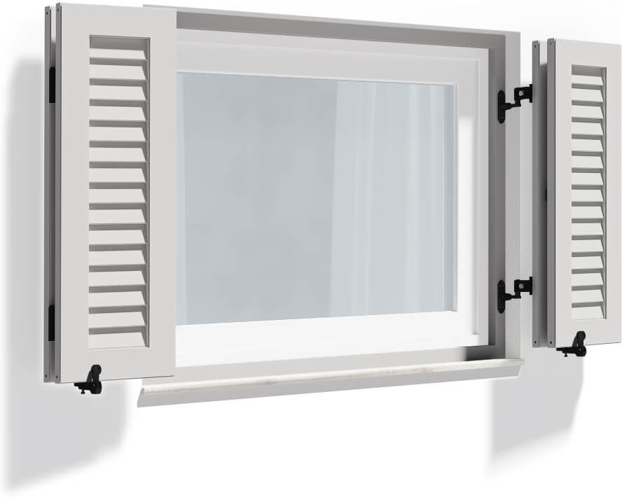 fenetre24.com Volets Battants extérieurs, volets à cadre de montage lames Nice, RAL 9016 blanc signalisation, 1100 x 800 mm, 4 vantaux pliants, sur mesure