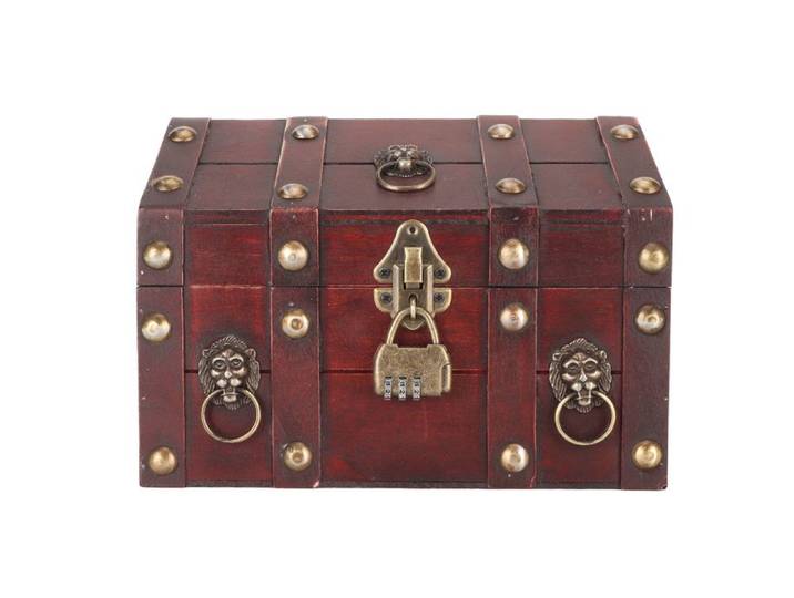 Coffre au trésor Coffre de rangement avec serrure à combinaison Coffre au trésor en bois exquis artisanal pour bijoux Vintage Rouge