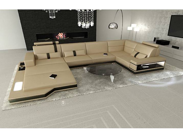 Sofa Messana U-Form in Leder