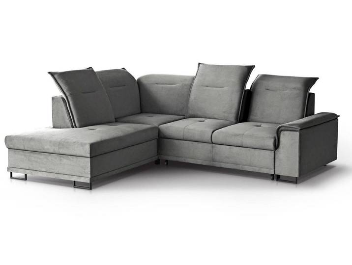 Beautysofa Ecksofa Bruno L, moderne Polsterecke aus Velours, Schlaffunktion, Bettkasten, verstellbaren Kopfstützen, verschiebbare Rückenlehne, stilvoll Corner Sofa für Wohnzimmer