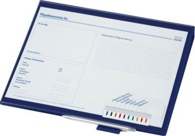 BOI Patienten-Dokumentationsmappe, DIN A4, bis 200 Blätter, 2-Ring-Mechanik, Signalleiste und Stiftehalter, blau, 10 Stück