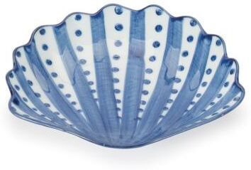 Melrose International Blue Stripe & Polka Dot Shell Porcelain Plate (Set of 6)