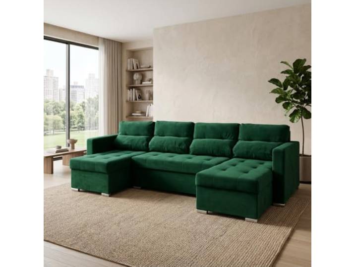 Family Meble Varius Big Wohnlandschaft mit Schlaffunktion – Grün – 37