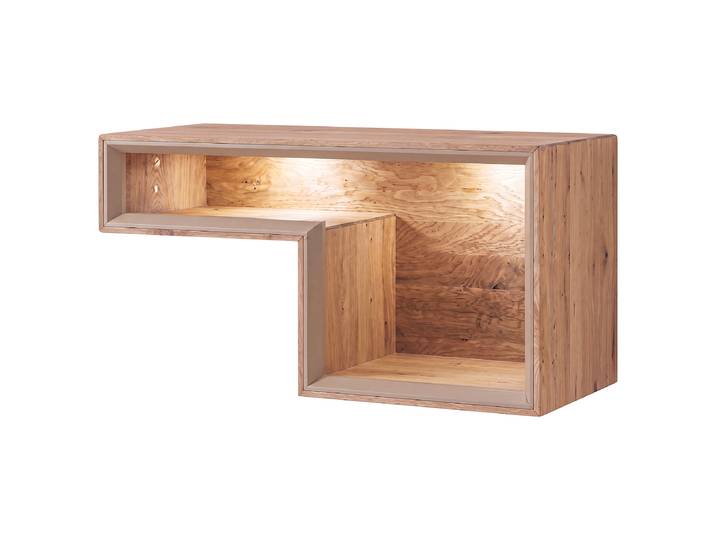 Étagère murale éclairée Matériau : En partie en bois massif Surface en bois : Huilé Beige/Marron/Cachemire/Chêne sauvage 35cm