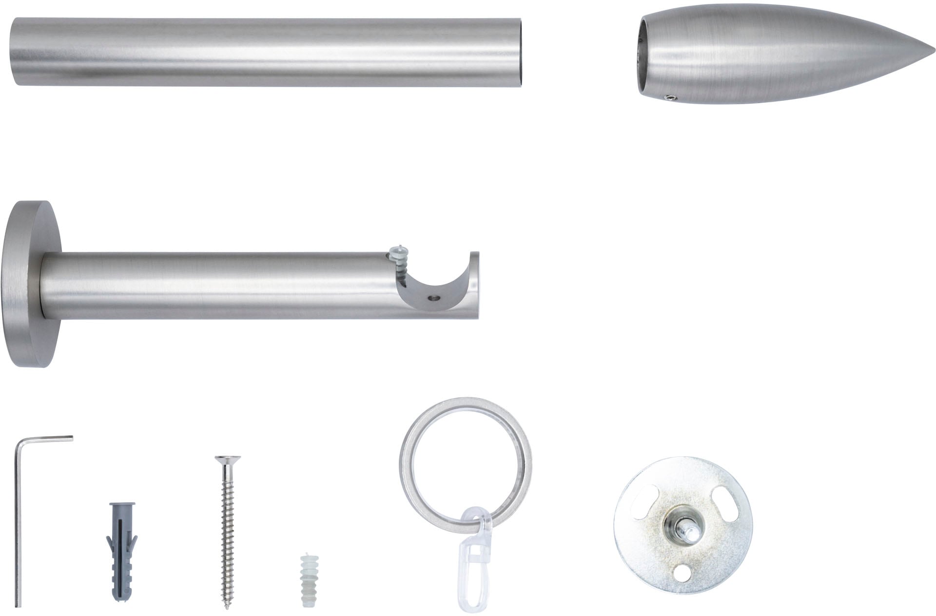 Gardinenstange MYDECO "20mm Cardo Wandträger 12 cm", silber (edelstahlfarben), L:280cm, Gardinenstangen, Gardinenstange